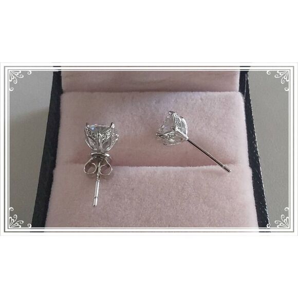 CERTIFIED Genuine Moissanite Diamond 2Ct. Round & Channel Prongs Stud Earrings - Picture 3 of 6